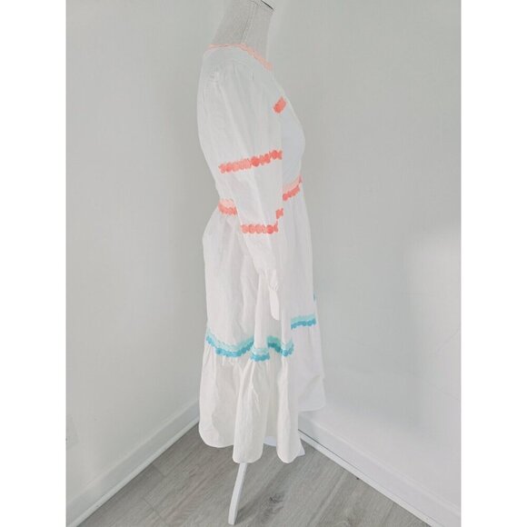 Marie By Victoria Dunn Amelie White Cotton Provence Long Sleeves Midi Dress XS - Picture 9 of 14